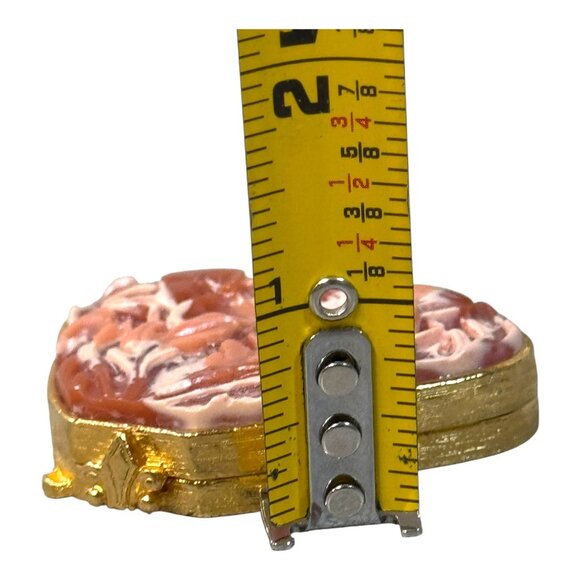 Vintage Estee Lauder Solid Perfume Compact Carved Coral Pansies Sea Jewel No Box - Picture 7 of 12